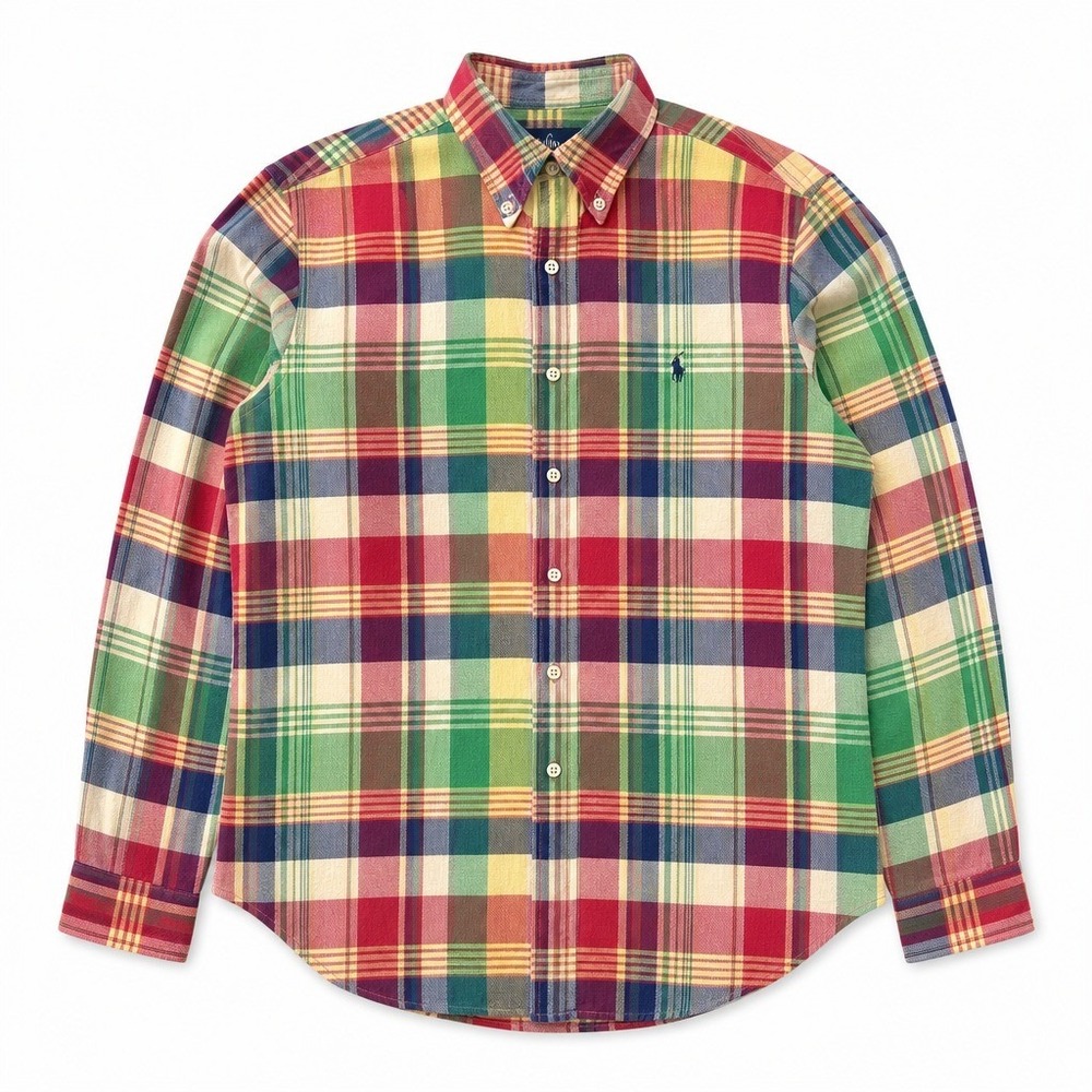 Ralph Lauren Men's Plaid Button-Down Shirt Multicolor Large Cotton GUC